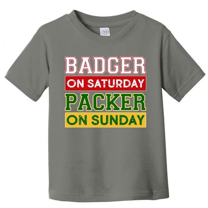 Badger On Saturday Packer On Sunday Toddler T-Shirt