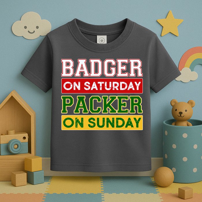 Badger On Saturday Packer On Sunday Toddler T-Shirt