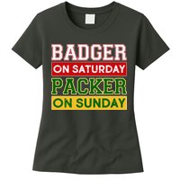 Badger On Saturday Packer On Sunday Womens T-Shirt