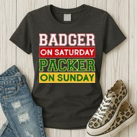 Badger On Saturday Packer On Sunday Womens T-Shirt