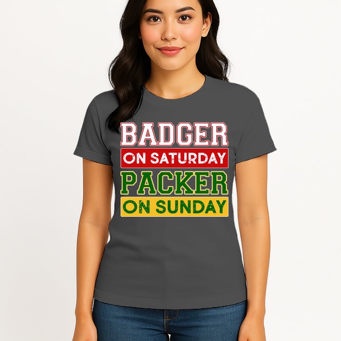 Badger On Saturday Packer On Sunday Womens T-Shirt