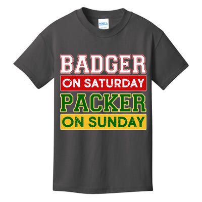Badger On Saturday Packer On Sunday Kids T-Shirt