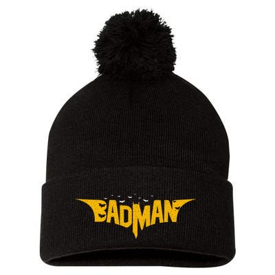 Badman Super Hero Pom Pom 12in Knit Beanie