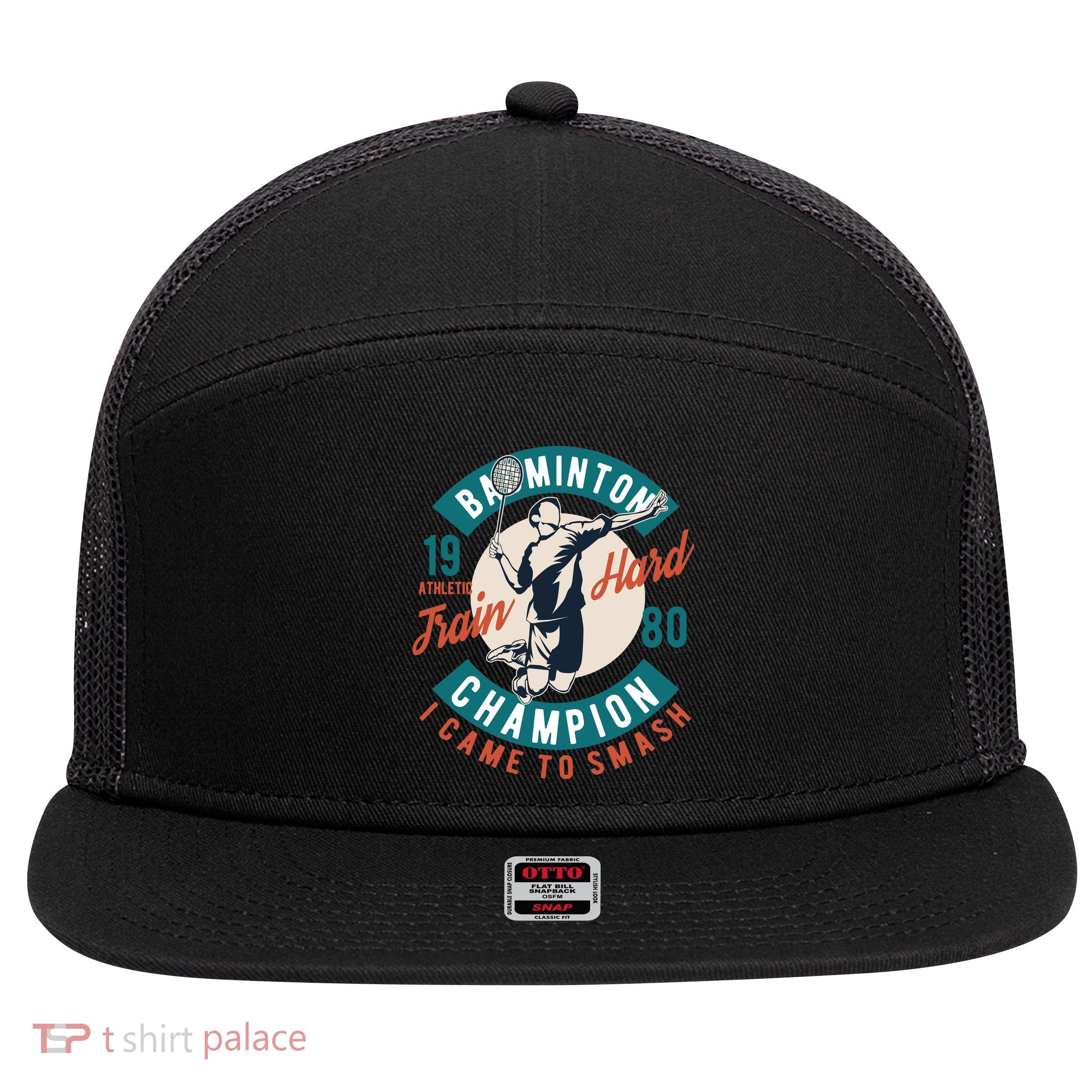 Badminton Champion Train Hard 7 Panel Mesh Trucker Snapback Hat