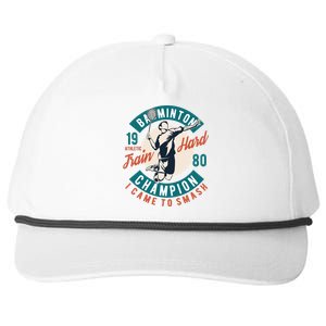 Badminton Champion Train Hard Snapback Five-Panel Rope Hat