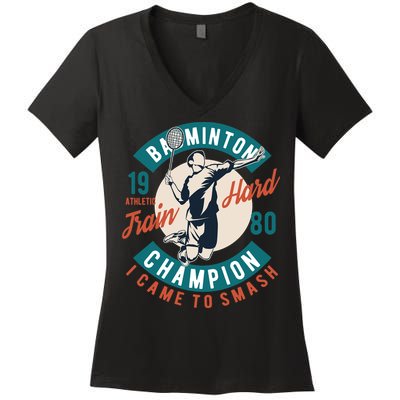 Badminton Champion Train Hard Women's V-Neck T-Shirt