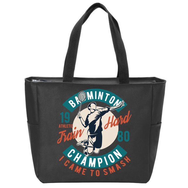 Badminton Champion Train Hard Zip Tote Bag