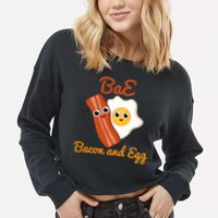 Bae Bacon And Eggs Funny Best Friends Cropped Pullover Crew