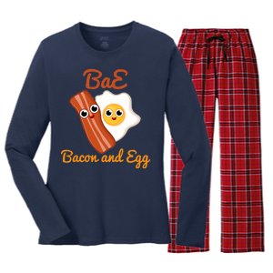 Bae Bacon And Eggs Funny Best Friends Women's Long Sleeve Flannel Pajama Set 