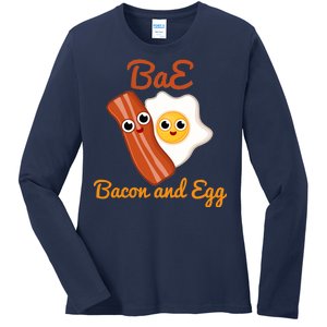 Bae Bacon And Eggs Funny Best Friends Ladies Long Sleeve Shirt