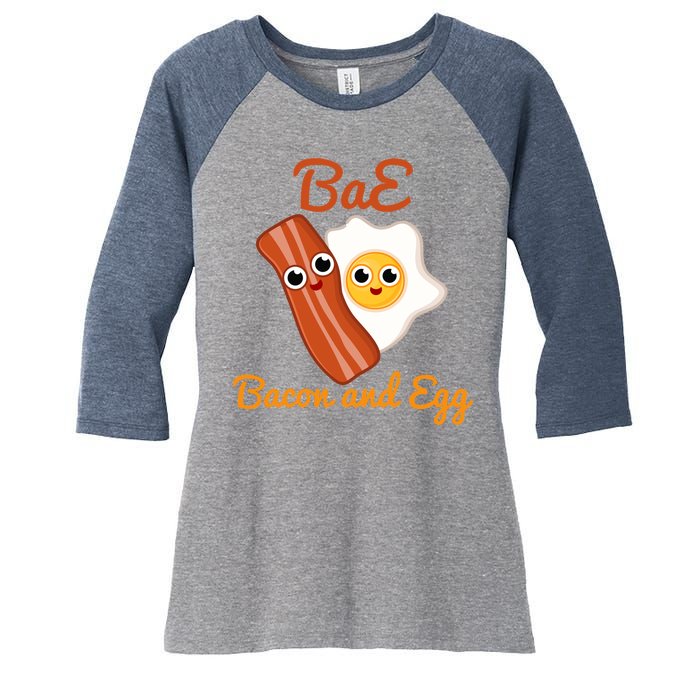 Bae Bacon And Eggs Funny Best Friends Women's Tri-Blend 3/4-Sleeve Raglan Shirt