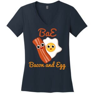 Bae Bacon And Eggs Funny Best Friends Women's V-Neck T-Shirt