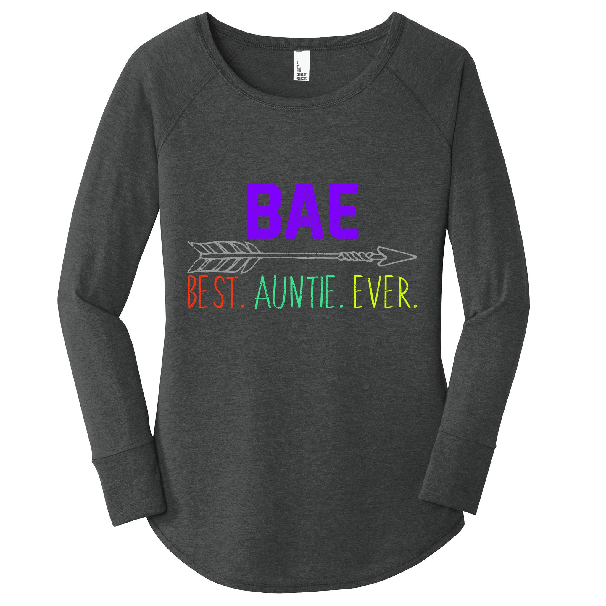 BAE Best Auntie Ever Colorful Women's Perfect Tri Tunic Long Sleeve Shirt