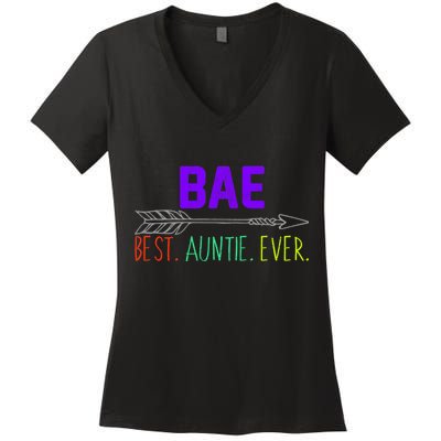 BAE Best Auntie Ever Colorful Women's V-Neck T-Shirt