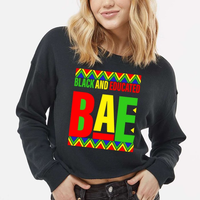 Bae Black And Educated Proud African Cropped Pullover Crew