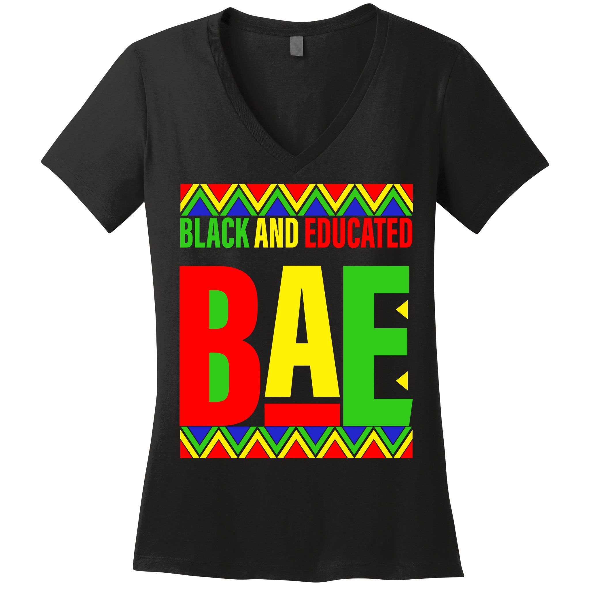 Bae Black And Educated Proud African Women's V-Neck T-Shirt