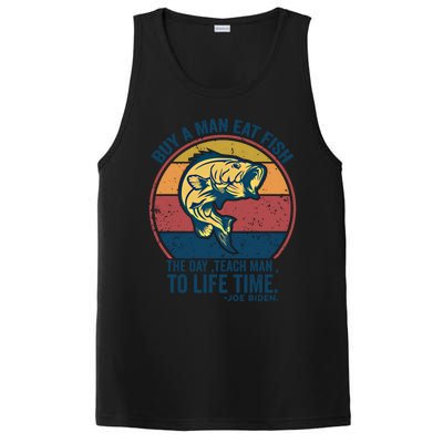 Buy A Eat Fish The Day Teach To Life Time Joe Biden Funny Gift PosiCharge Competitor Tank