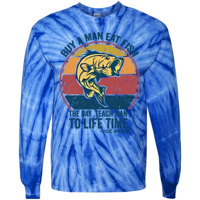 Buy A Eat Fish The Day Teach To Life Time Joe Biden Funny Gift Tie-Dye Long Sleeve Shirt