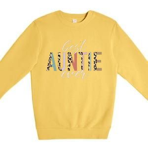 Best Auntie Ever Gifts Aunt Leopard Print Mothers Day Premium Crewneck Sweatshirt