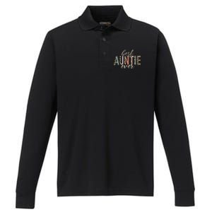 Best Auntie Ever Gifts Aunt Leopard Print Mothers Day Performance Long Sleeve Polo