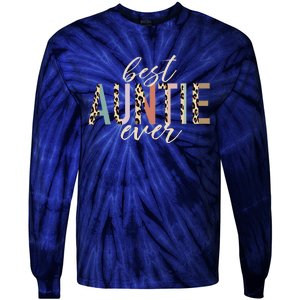 Best Auntie Ever Gifts Aunt Leopard Print Mothers Day Tie-Dye Long Sleeve Shirt