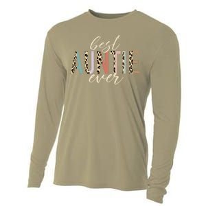 Best Auntie Ever Gifts Aunt Leopard Print Mothers Day Cooling Performance Long Sleeve Crew