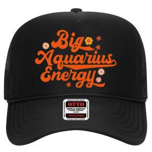 Big Aquarius Energy Groovy Zodiac Sign Astrology Horoscope High Crown Mesh Back Trucker Hat