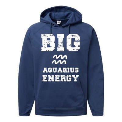 Big Aquarius Energy January February Birthday Zodiac Funny Gift Performance Fleece Hoodie