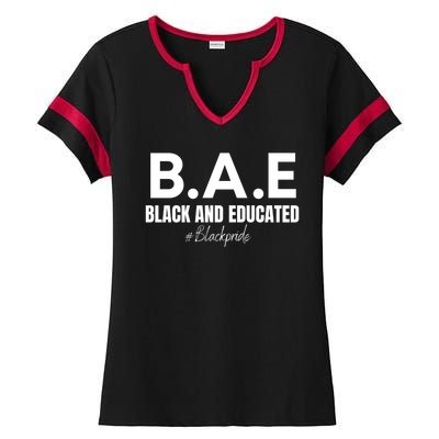 Black And Educated Pride Ladies Halftime Notch Neck Tee