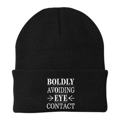 Boldly Avoiding Eye Contact Funny Introvert Knit Cap Winter Beanie