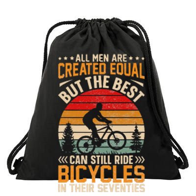 Bike All Equal But The Best Ride Bicycles Seventies Drawstring Bag