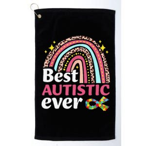 Best Autistic Ever Autism Rainbow Leopard Man Women Platinum Collection Golf Towel