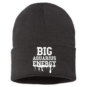 Big Aquarius Energy Zodiac Sign Drip Birthday Sustainable Knit Beanie