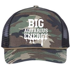 Big Aquarius Energy Zodiac Sign Drip Birthday Retro Rope Trucker Hat Cap