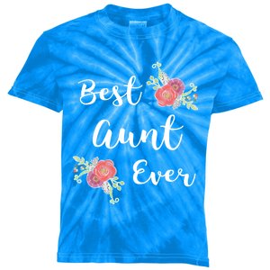 Best Aunt Ever Cool Gift Pink Flowers Floral Aunt Gift Kids Tie-Dye T-Shirt