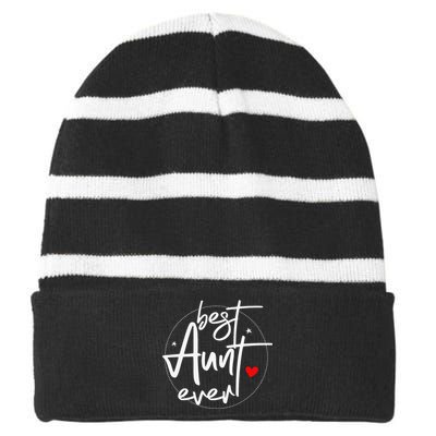 Best Aunt Ever Cool Aunt Striped Beanie with Solid Band