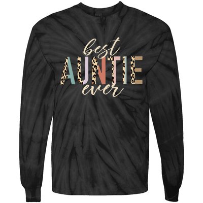 Best Auntie Ever Gifts Aunt Leopard Print Mothers Day Tie-Dye Long Sleeve Shirt