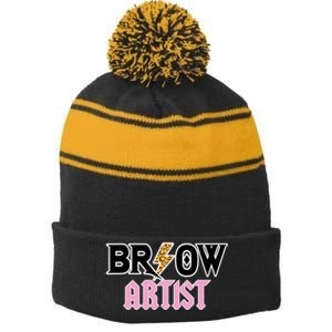 Brow Artist Eyebrow Artist Brow Artist Stripe Pom Pom Beanie