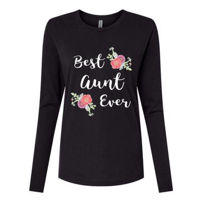 Best Aunt Ever Gift Pink Flowers Floral Aunt Gift Womens Cotton Relaxed Long Sleeve T-Shirt