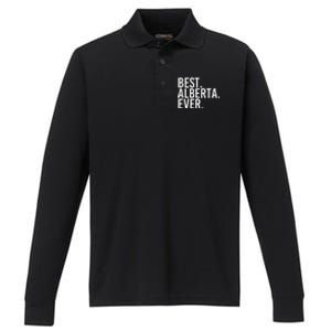 Best. Alberta. Ever. Gift Name Funny Personalized Performance Long Sleeve Polo