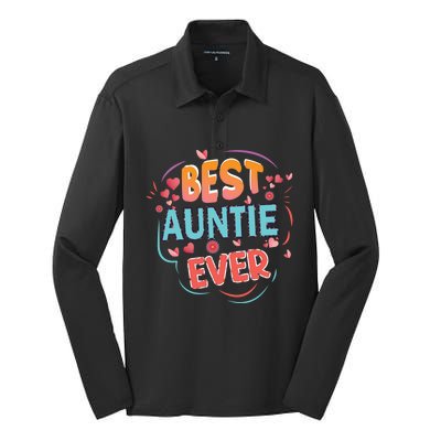 Best Auntie Ever Grandma Mothers Day Christmas Auntie Funny Gift Silk Touch Performance Long Sleeve Polo