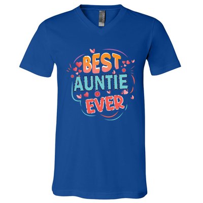 Best Auntie Ever Grandma Mothers Day Christmas Auntie Funny Gift V-Neck T-Shirt