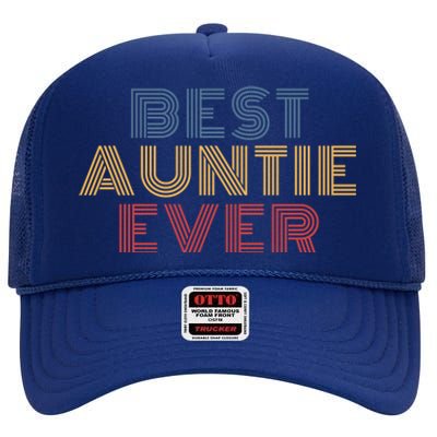 Best Auntie Ever Retro 70s Vintage Gift High Crown Mesh Back Trucker Hat