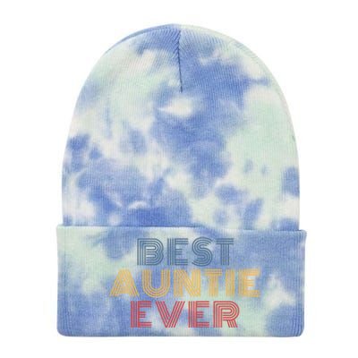 Best Auntie Ever Retro 70s Vintage Gift Tie Dye 12in Knit Beanie