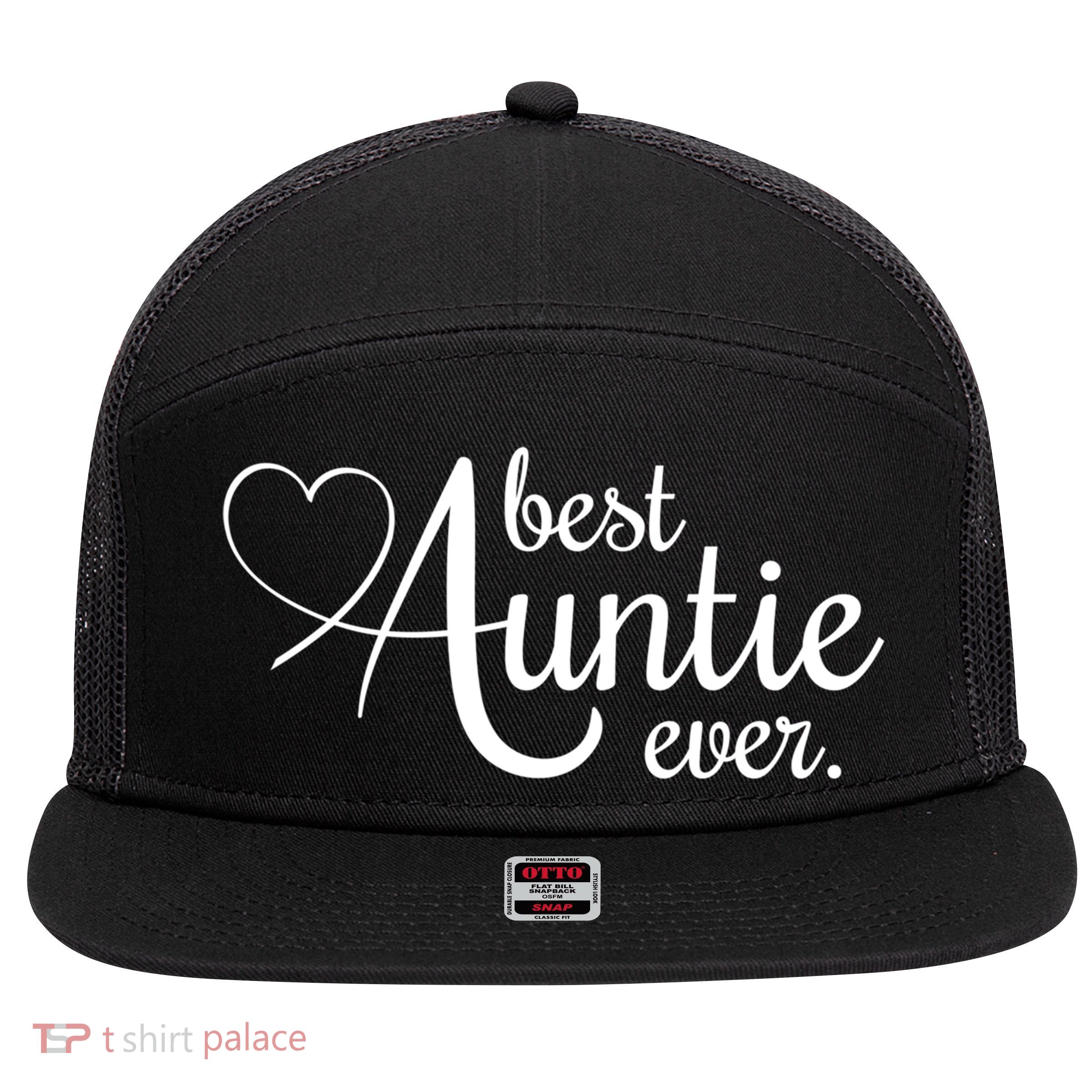 Best Auntie Ever Gift 7 Panel Mesh Trucker Snapback Hat