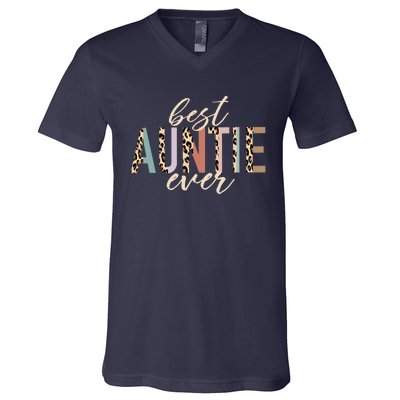 Best Auntie Ever Gifts Aunt Leopard Print Mothers Day V-Neck T-Shirt