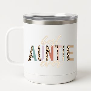 Best Auntie Ever Gifts Aunt Leopard Print Mothers Day 12 oz Stainless Steel Tumbler Cup