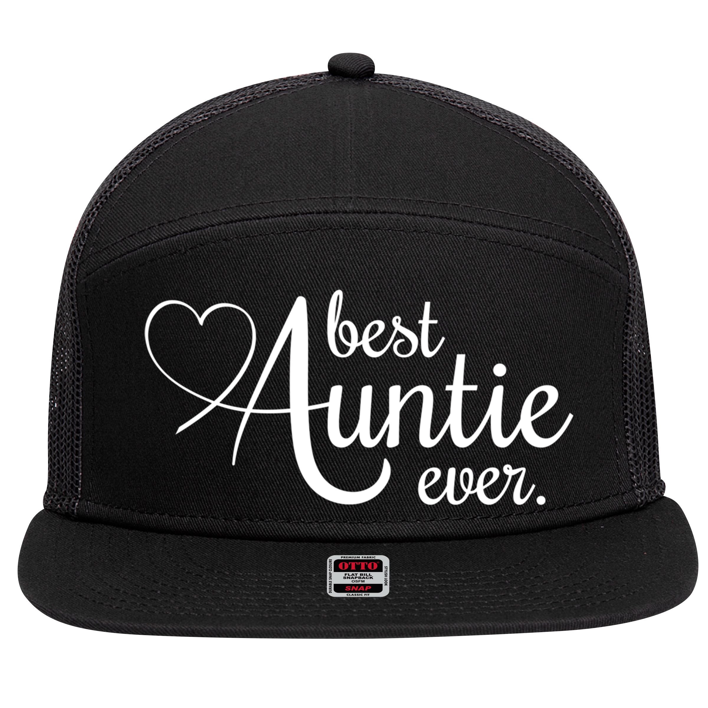 Best Auntie Ever Gift 7 Panel Mesh Trucker Snapback Hat