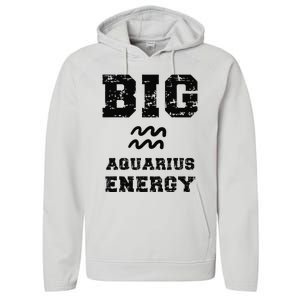 Big Aquarius Energy January February Birthday Zodiac Funny Performance Fleece Hoodie