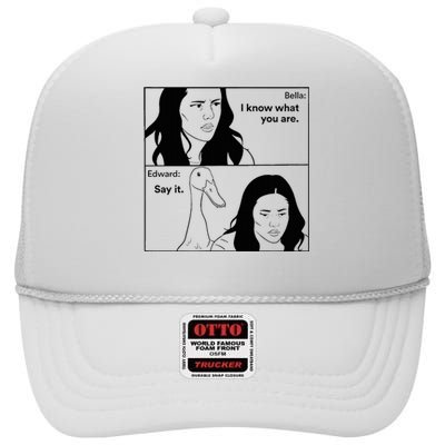 Bella And Edward The Vampire Duck Novelty Design High Crown Mesh Back Trucker Hat